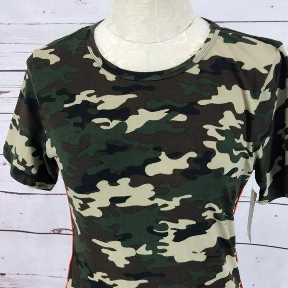 Bobbie Brooks‎ Women's Camo Fitted Midi Striped Shirt Dress Size Large - Picture 8 of 8